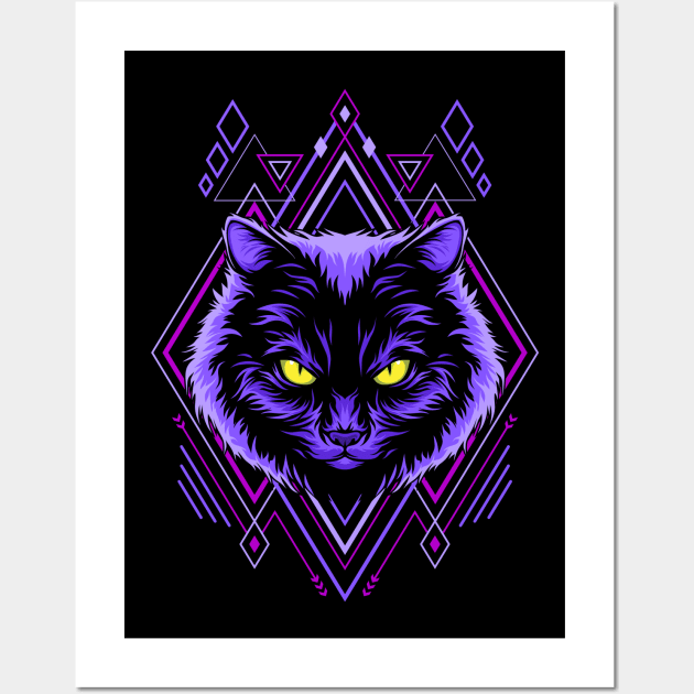 Kitten Head Geometry Wall Art by fooart